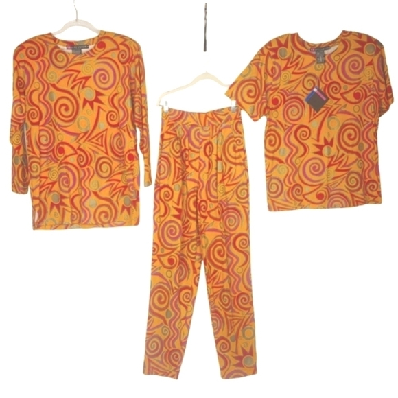 I.B. Diffusion Sport Tops - 90s Metallic Burgundy Mandarin Small and Medium 3 piece Outfit